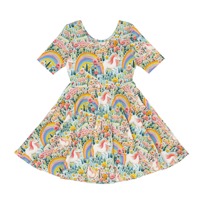 ROCK YOUR BABY Embroidered unicorns mabel waisted dress