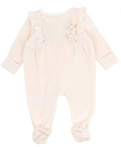 MINIHAHA Flossy Embroidered Velour LS Romper