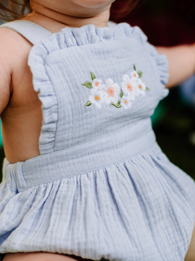 Botanical Frill Romper - Cornflower