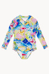 Girls Surrealism Zip Sunsuit